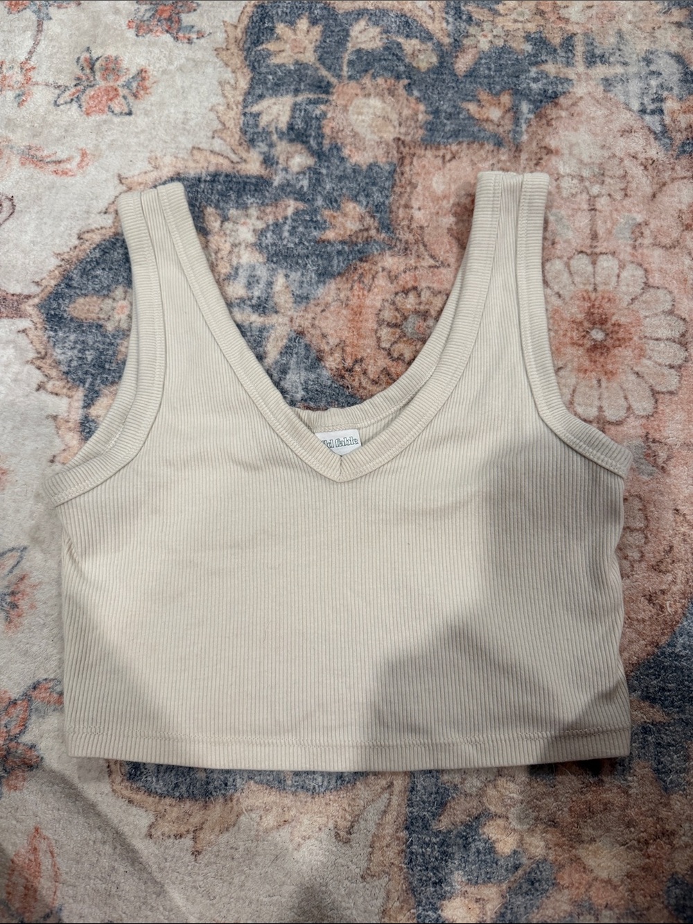 wild fable Ribbed V-Neck Crop Tank - Cream